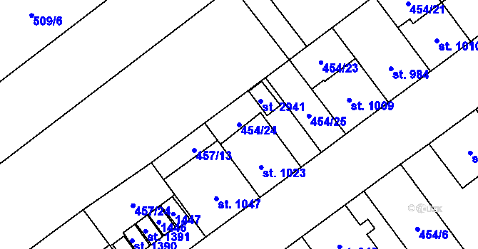 Parcela st. 454/24 v KÚ Přívoz, Katastrální mapa