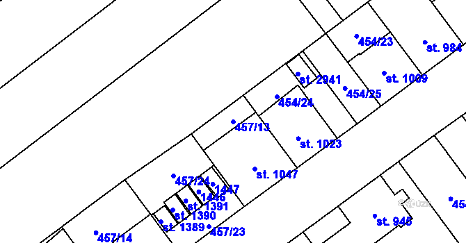 Parcela st. 457/13 v KÚ Přívoz, Katastrální mapa