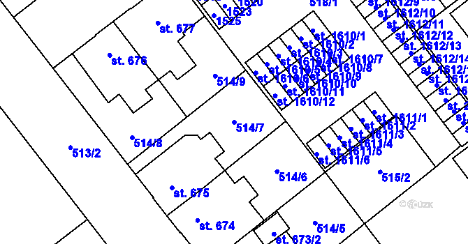 Parcela st. 514/7 v KÚ Přívoz, Katastrální mapa