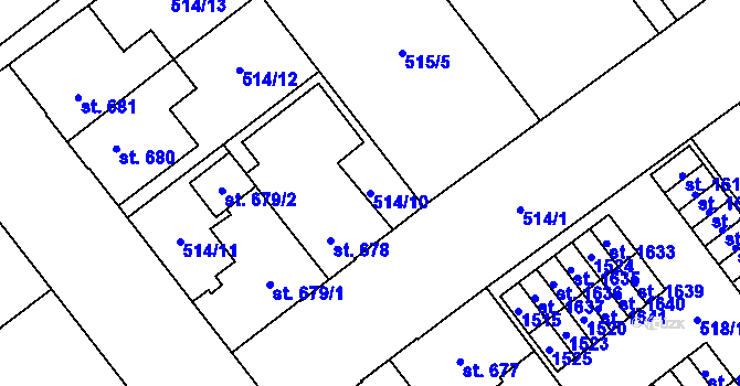 Parcela st. 514/10 v KÚ Přívoz, Katastrální mapa