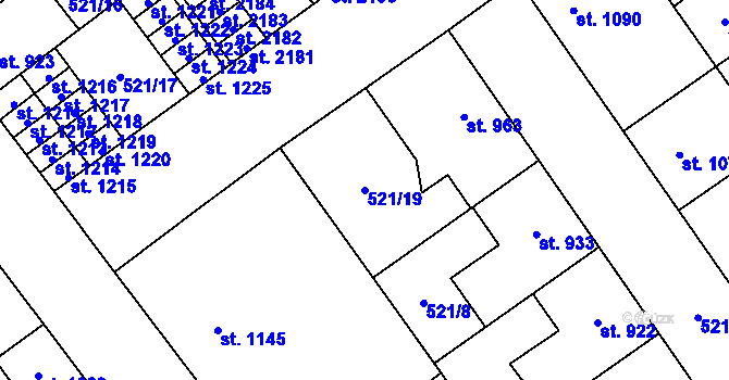 Parcela st. 521/19 v KÚ Přívoz, Katastrální mapa