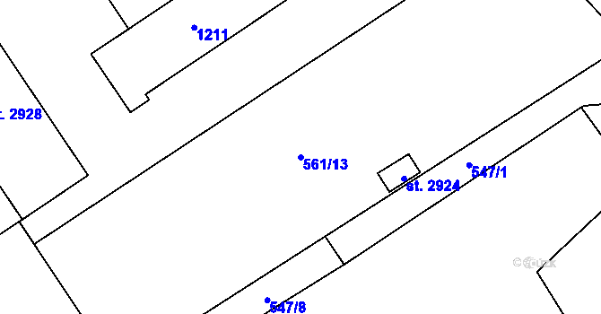 Parcela st. 561/13 v KÚ Přívoz, Katastrální mapa