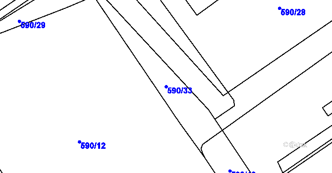 Parcela st. 590/33 v KÚ Přívoz, Katastrální mapa