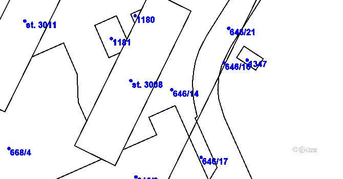 Parcela st. 646/14 v KÚ Přívoz, Katastrální mapa