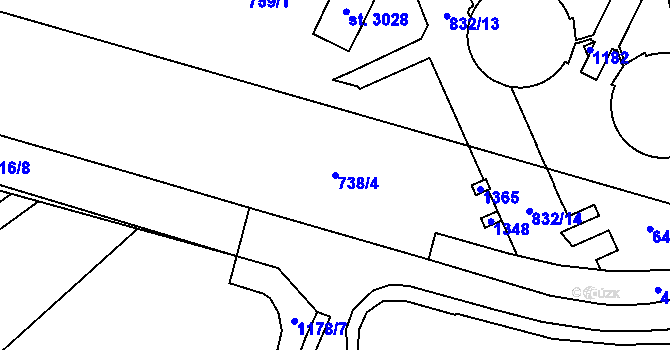 Parcela st. 738/4 v KÚ Přívoz, Katastrální mapa