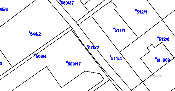 Parcela st. 970/2 v KÚ Přívoz, Katastrální mapa