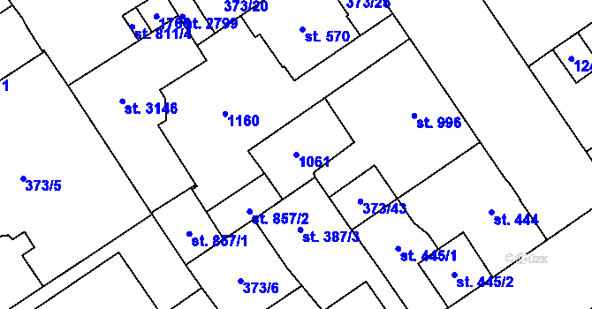 Parcela st. 1061 v KÚ Přívoz, Katastrální mapa