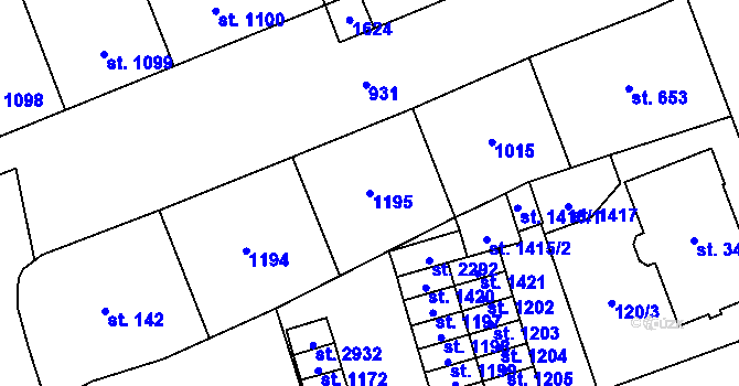 Parcela st. 1195 v KÚ Přívoz, Katastrální mapa