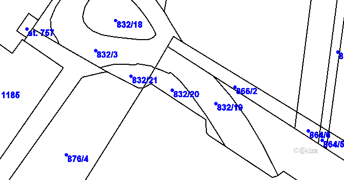 Parcela st. 832/20 v KÚ Přívoz, Katastrální mapa