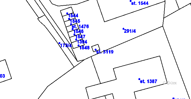 Parcela st. 3119 v KÚ Přívoz, Katastrální mapa
