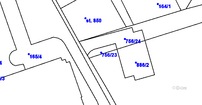 Parcela st. 756/23 v KÚ Mariánské Hory, Katastrální mapa