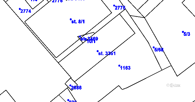 Parcela st. 3351 v KÚ Mariánské Hory, Katastrální mapa