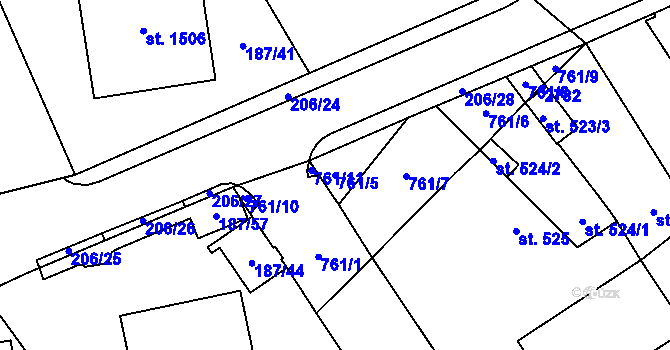 Parcela st. 761/5 v KÚ Mariánské Hory, Katastrální mapa