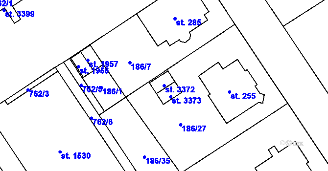 Parcela st. 3372 v KÚ Mariánské Hory, Katastrální mapa