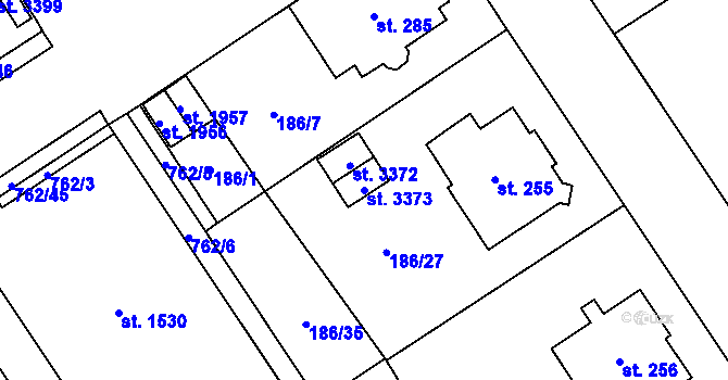 Parcela st. 3373 v KÚ Mariánské Hory, Katastrální mapa