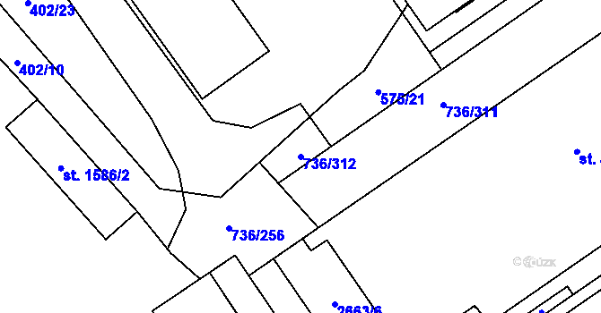 Parcela st. 736/312 v KÚ Mariánské Hory, Katastrální mapa
