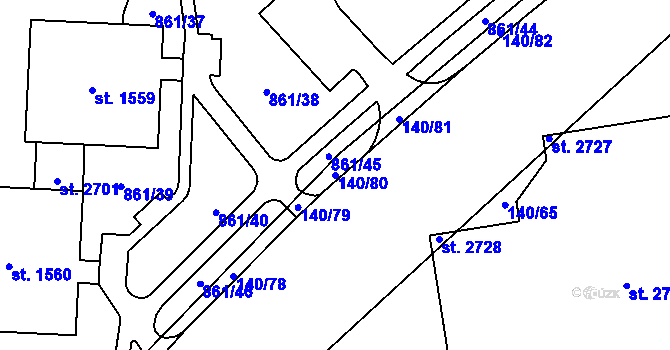 Parcela st. 140/80 v KÚ Mariánské Hory, Katastrální mapa