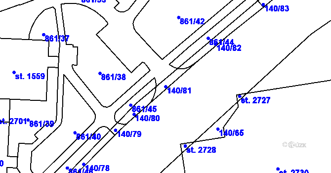 Parcela st. 140/81 v KÚ Mariánské Hory, Katastrální mapa