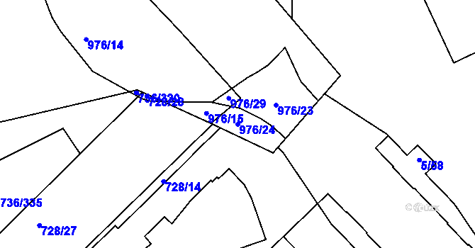 Parcela st. 976/24 v KÚ Mariánské Hory, Katastrální mapa