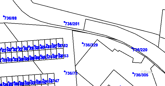 Parcela st. 736/329 v KÚ Mariánské Hory, Katastrální mapa