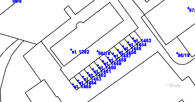 Parcela st. 96/18 v KÚ Mariánské Hory, Katastrální mapa