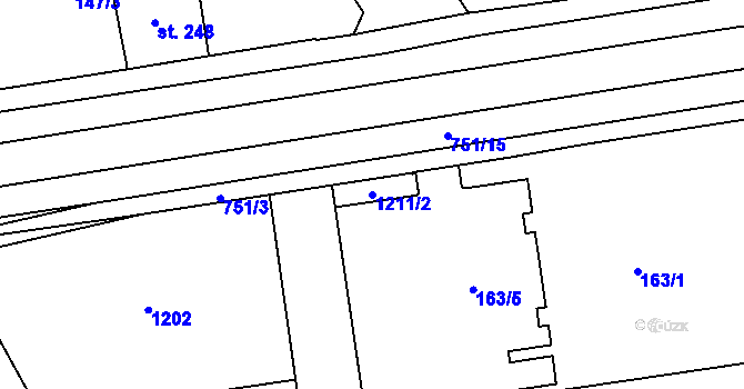 Parcela st. 1211/2 v KÚ Mariánské Hory, Katastrální mapa
