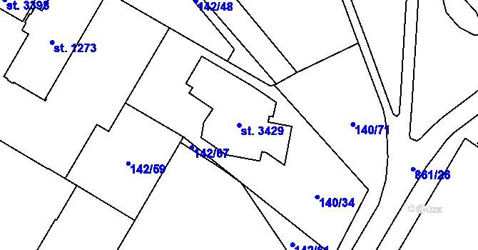 Parcela st. 3429 v KÚ Mariánské Hory, Katastrální mapa