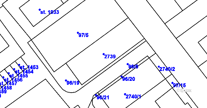 Parcela st. 2739 v KÚ Mariánské Hory, Katastrální mapa