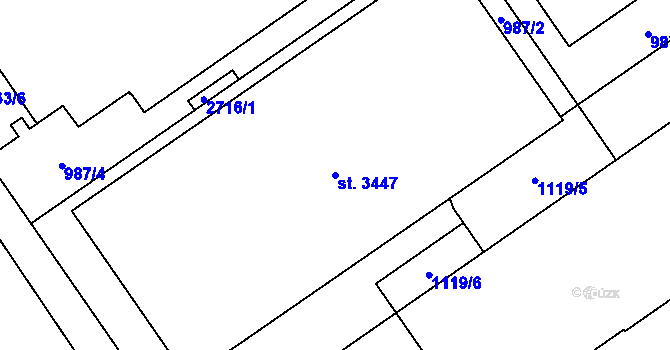 Parcela st. 3447 v KÚ Mariánské Hory, Katastrální mapa