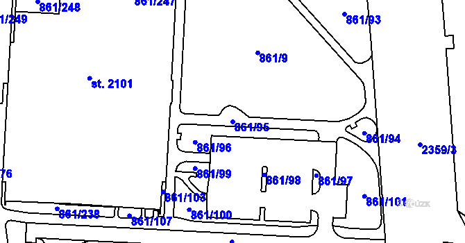 Parcela st. 861/95 v KÚ Mariánské Hory, Katastrální mapa