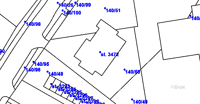 Parcela st. 3472 v KÚ Mariánské Hory, Katastrální mapa