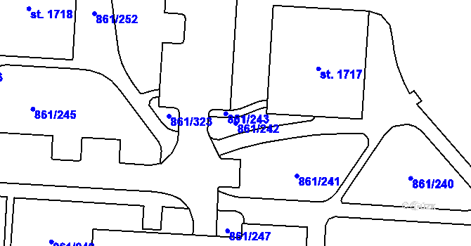 Parcela st. 861/242 v KÚ Mariánské Hory, Katastrální mapa