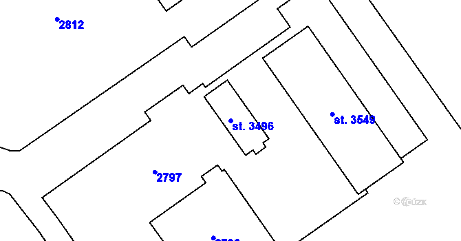 Parcela st. 3496 v KÚ Mariánské Hory, Katastrální mapa