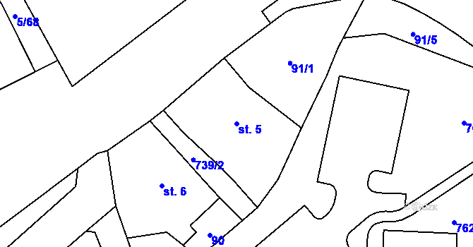 Parcela st. 5 v KÚ Mariánské Hory, Katastrální mapa