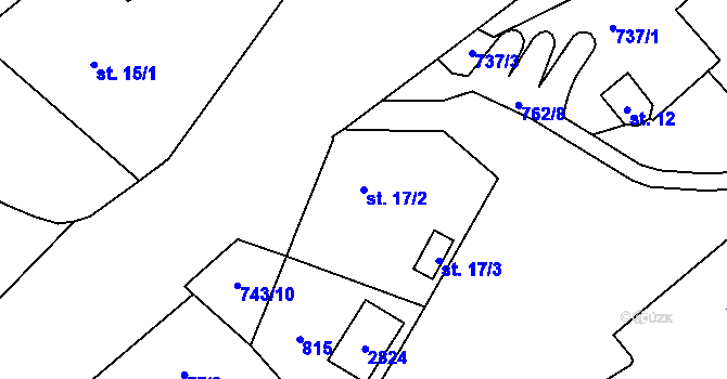 Parcela st. 17/2 v KÚ Mariánské Hory, Katastrální mapa