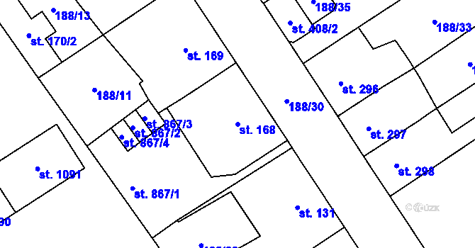 Parcela st. 168 v KÚ Mariánské Hory, Katastrální mapa