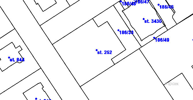 Parcela st. 252 v KÚ Mariánské Hory, Katastrální mapa
