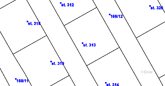 Parcela st. 313 v KÚ Mariánské Hory, Katastrální mapa