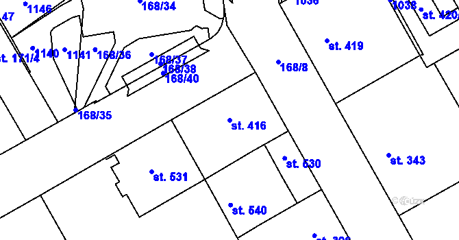 Parcela st. 416 v KÚ Mariánské Hory, Katastrální mapa