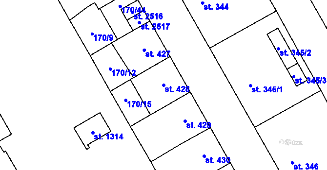 Parcela st. 428 v KÚ Mariánské Hory, Katastrální mapa