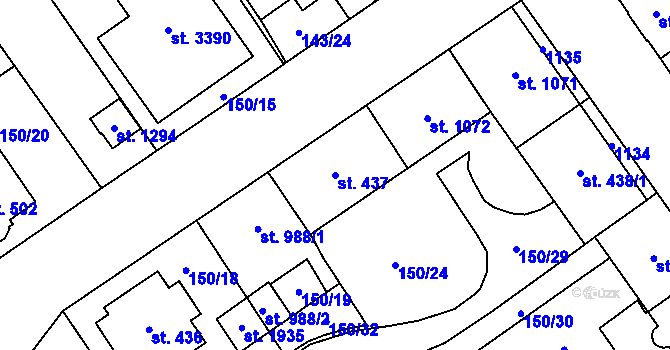 Parcela st. 437 v KÚ Mariánské Hory, Katastrální mapa