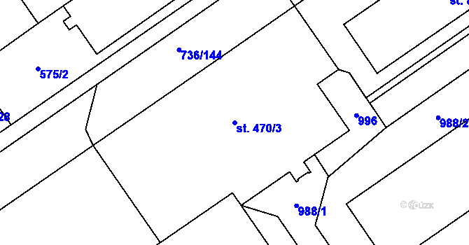 Parcela st. 470/3 v KÚ Mariánské Hory, Katastrální mapa