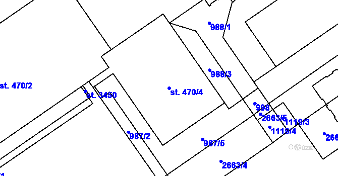 Parcela st. 470/4 v KÚ Mariánské Hory, Katastrální mapa