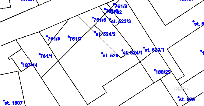 Parcela st. 525 v KÚ Mariánské Hory, Katastrální mapa
