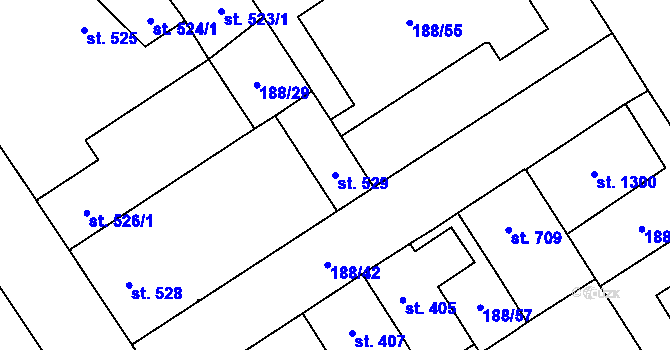 Parcela st. 529 v KÚ Mariánské Hory, Katastrální mapa