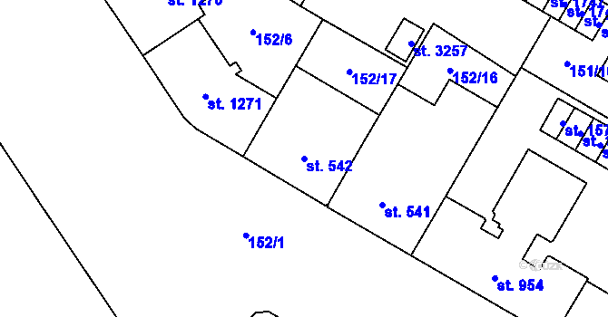 Parcela st. 542 v KÚ Mariánské Hory, Katastrální mapa