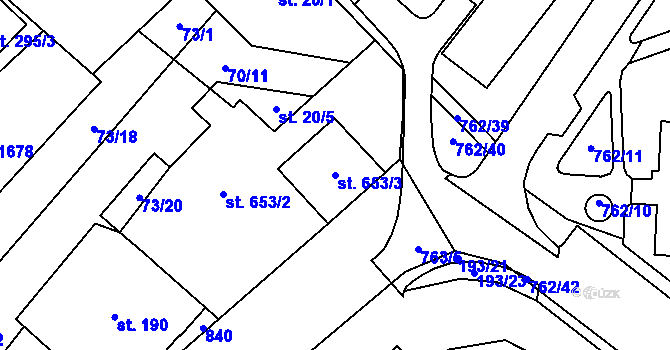 Parcela st. 653/3 v KÚ Mariánské Hory, Katastrální mapa