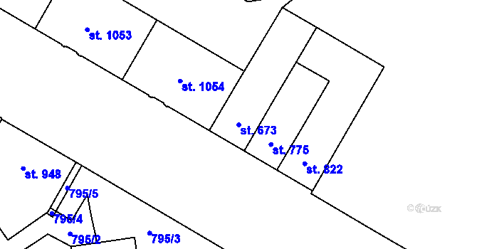 Parcela st. 673 v KÚ Mariánské Hory, Katastrální mapa