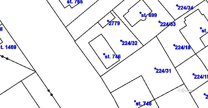 Parcela st. 746 v KÚ Mariánské Hory, Katastrální mapa