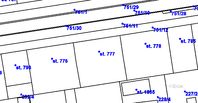 Parcela st. 777 v KÚ Mariánské Hory, Katastrální mapa